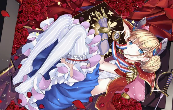 Girl, sexy, thighhighs, dress, anime, blue eyes, beautiful, short hair