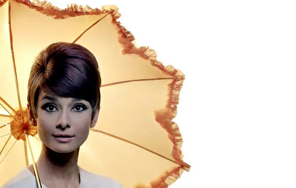 Картинка лицо, зонтик, актриса, Одри Хепберн, Audrey Hepburn