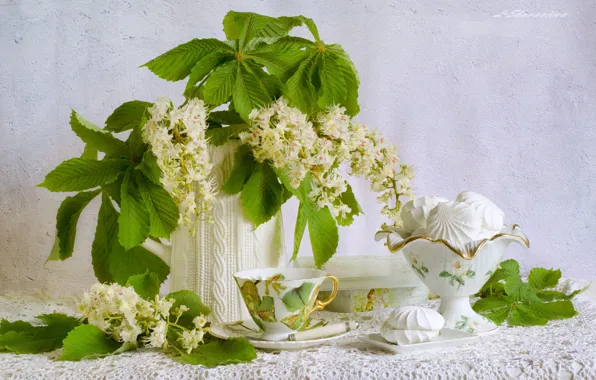 Чашка, каштан, зефир