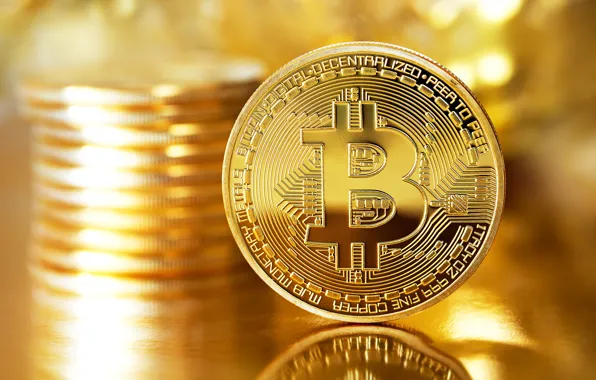 Картинка размытие, logo, gold, монета, coin, bitcoin, биткоин, btc