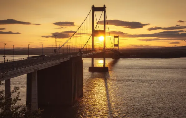 Bridge, Sunset, night, bristol, seven crossing