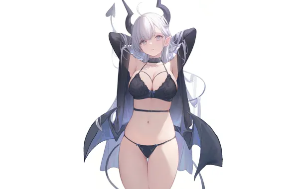Girl, hot, sexy, panties, horns, boobs, anime, babe