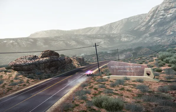 Картинка дорога, машина, горы, полиция, Need For Speed: Hot Pursuit