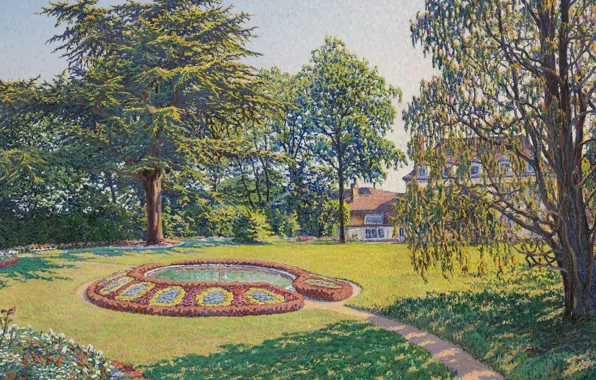 Пейзаж, картина, клумба, Gustave Cariot, Гюстав Карио, Парк Замка