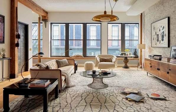 Дизайн, комната, интерьер, ретро стиль, гостиная, мягкая мебель, Mid-century modern interior