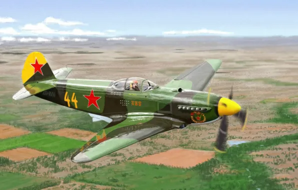 Картинка высота, полёт, Военный, Самолёт, Як-3