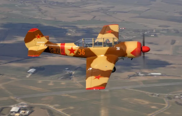 Картинка полёт, самолёт, двухместный, цельнометаллический, Як-52