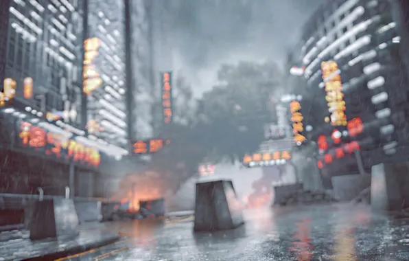 Картинка Небо, Город, Свет, Дождь, Здание, DICE, Battlefield 4, Frostbite 3
