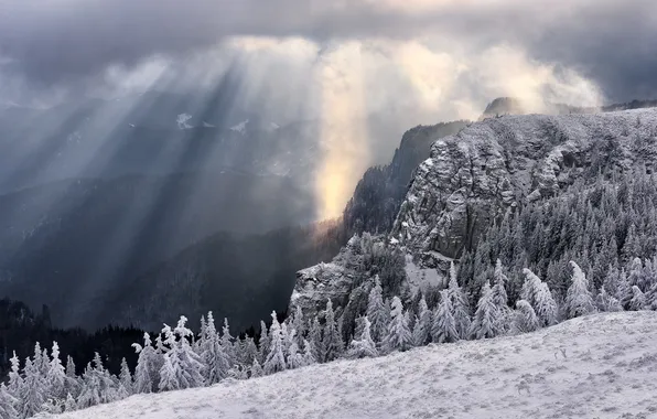 Зима, небо, гора