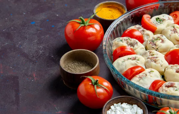 Помидоры, пирожки, приготовление, с мясом