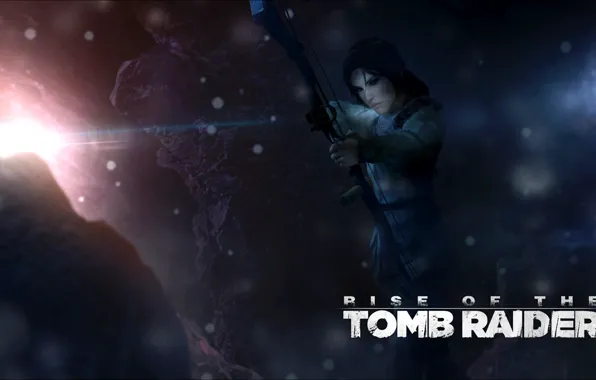 Картинка снег, лук, стрелы, lara croft, Crystal Dynamics, Rise of the Tomb Raider