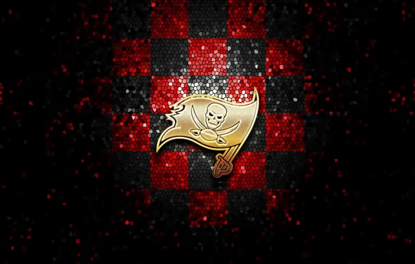 Wallpaper, sport, logo, NFL, glitter, checkered, Tampa Bay Buccaneers