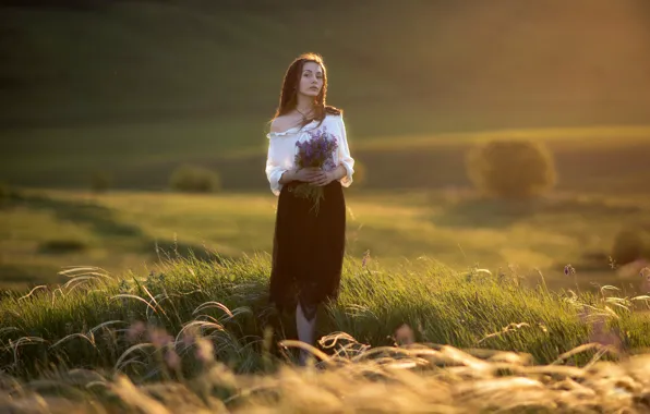 Картинка лето, девушка, цветы