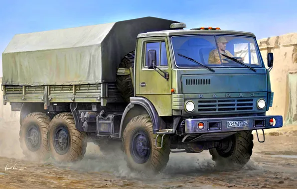 Картинка Россия, вездеход, армейский, полноприводный, повышенной проходимости, КамАЗ-4310, основная модель