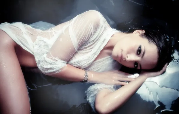 Wet, studio, woman, water, spa, shirt, skin