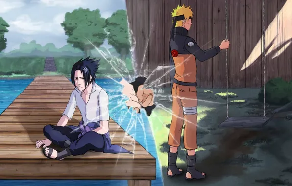 Осколки, Саске, Наруто, друзья, naruto, art
