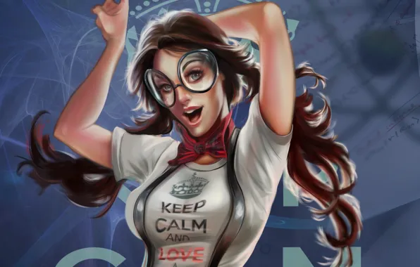 Картинка девушка, красавица, nerd, очки бант