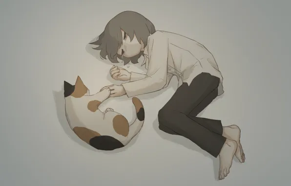 Кошка, мальчик, слезы