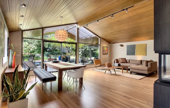 Дизайн, стиль, интерьер, гостиная, столовая, mid-century modern style