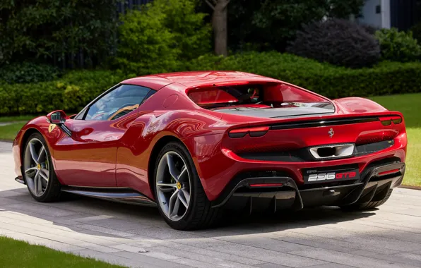 Картинка Ferrari, green grass, super car, exterior, streamlined shapes, 296 GTB