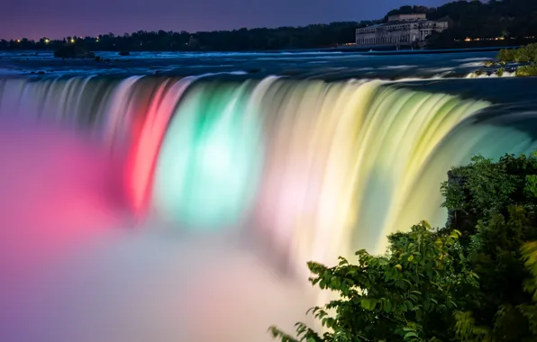 Картинка водопад, Ниагара, Канада, Niagara Falls Colors