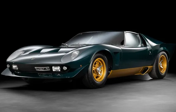 Картинка dark green, super car, muira, Lamborghini miura p400