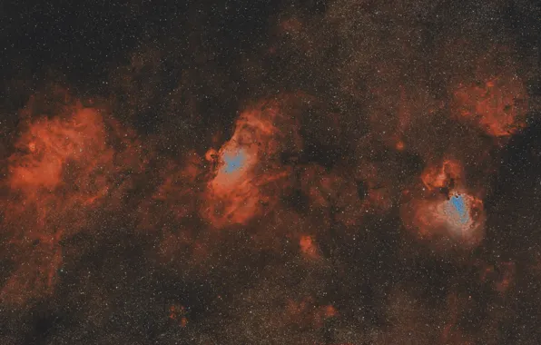 Картинка космос, туманности, M16, M18, M17, NGC 6604