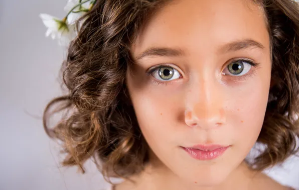 Green eyes, pretty, look, little girl
