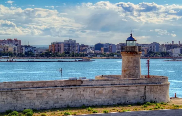 Картинка город, фото, маяк, Италия, Apulia Bari