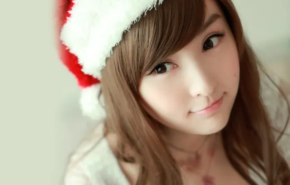Christmas, brown eyes, smile, lips, asian, cute, Lin Ketong
