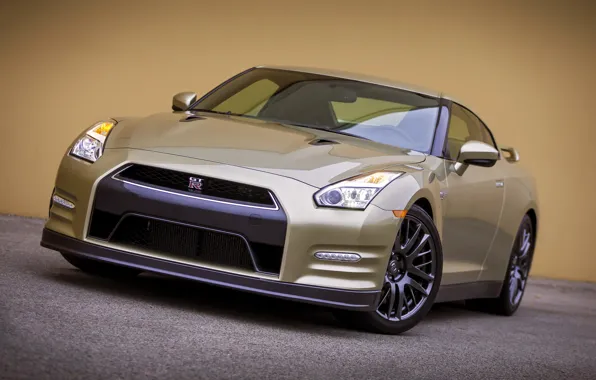 Картинка Nissan, GT-R, R35, front view, Nissan GT-R 45th Anniversary Gold Edition