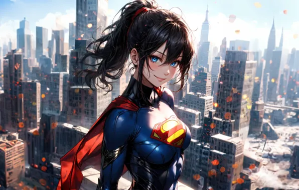 Girl, anime, superwoman