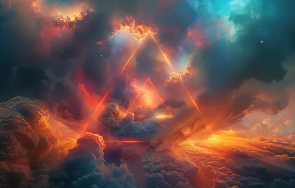 Картинка wallpaper, picture, Graphics, Abstraction, Triangle, AI Art