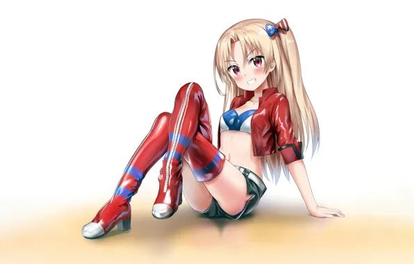Girl, sexy, cleavage, shorts, thighhighs, long hair, boobs, anime