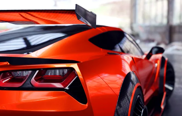 Corvette, Машина, Оранжевый, Car, Рендеринг, Stingray, Corvette Stingray, Спорткар