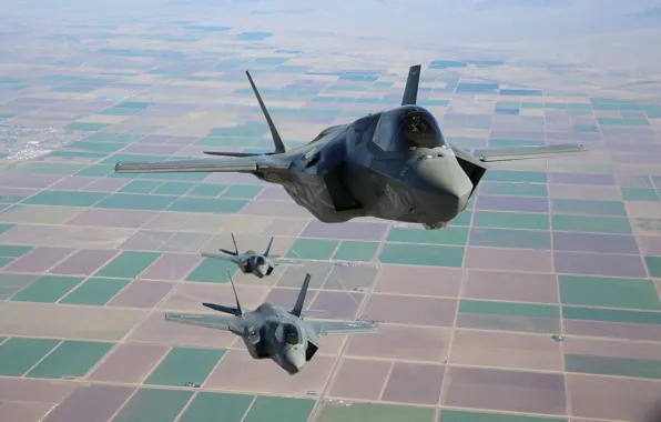 Полет, истребители, три, бомбардировщики, поколения, пятого, Lightning II, F-35B