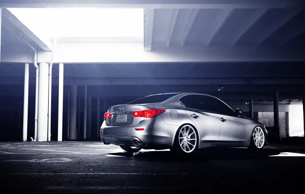 Infiniti, silver, инфинити, vossen wheels, Q50S