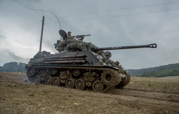 Картинка войны, танк, средний, M4 Sherman, периода, Fury, мировой, Второй