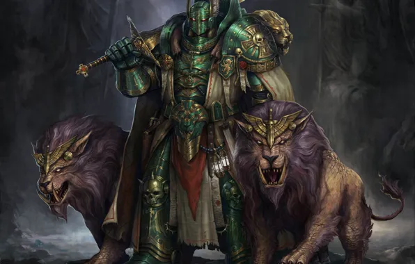 Оружие, доспехи, существа, броня, рыцарь, львы, Warhammer 40 000, Warhammer 40K