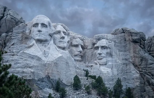 Картинка лицо, скала, США, президенты, Южная Дакота, гора Рашмор