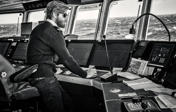Sea, bridge, captain, ship, wind