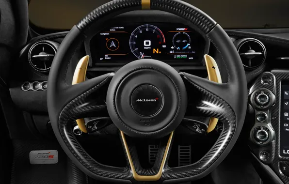 Картинка руль, салон, Limited Edition, McLaren 720S, Grey Gold