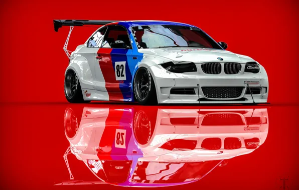 BMW, Машина, Рендеринг, Красный фон, BMW 1 Series, Transport & Vehicles, Clinched, Kasim Tlibekov