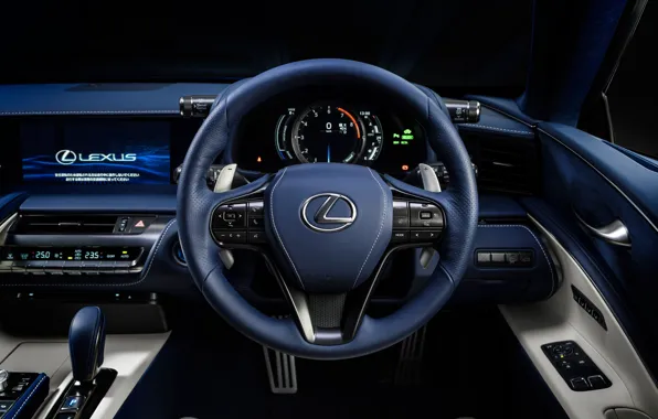 Lexus, руль, салон, 2018, LC 500, Structural Blue