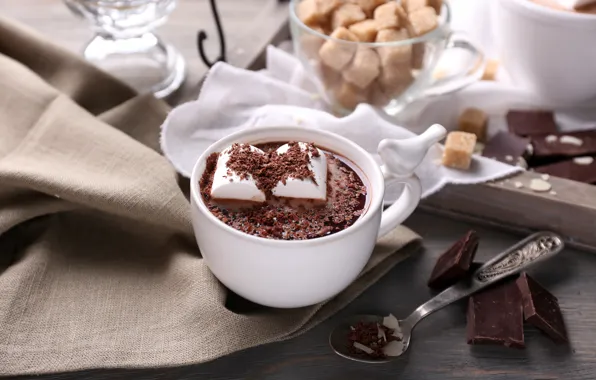 Шоколад, hot, cup, chocolate, какао, cocoa, зефир, marshmallow