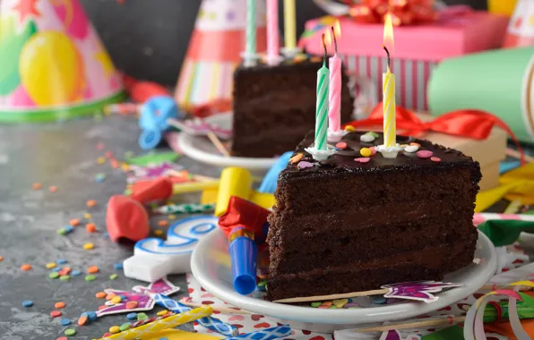 Воздушные шары, свечи, торт, cake, decoration, Happy, День Рождения, Birthday