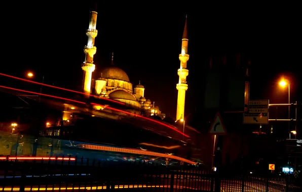 Ночь, выдержка, Стамбул, Турция, night, Istanbul, Blue Mosque, exposure