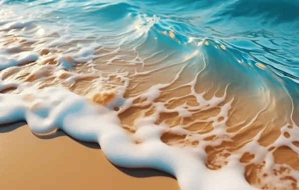 Песок, пена, вода, волна, digital art, цифровое искусство, ИИ арт, Stability AI