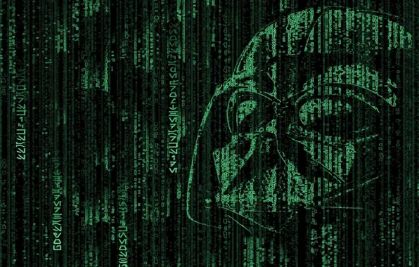 Картинка Star Wars, код, матрица, Matrix, Darth Vader, Дарт Вейдер, dark side, хакер