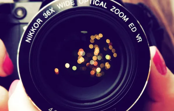 Фотоаппарат, Обои, Руки, Обьектив